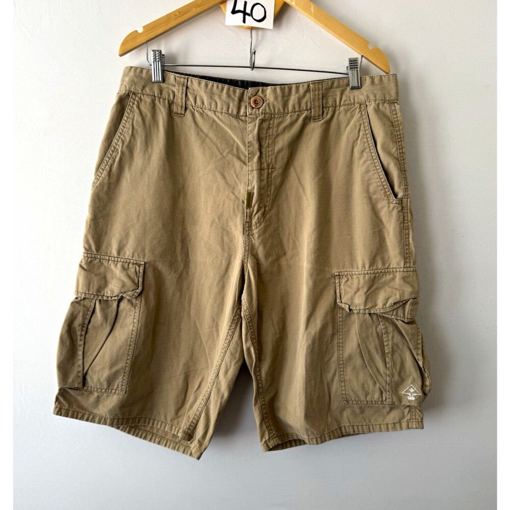 LRG Classic Fit Cargo Shorts Beige 100% Cotton 10" Inseam Flat Front J136005